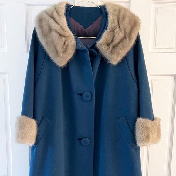 VINTAGE 1960s Ilene Originals Wool Swing Coat - Blue - Picture 1 of 5